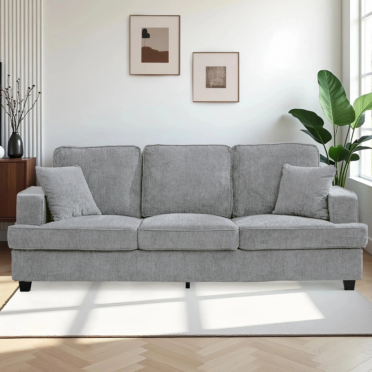 Modern Cloud Chenille Three Seater Sofa For Living Room