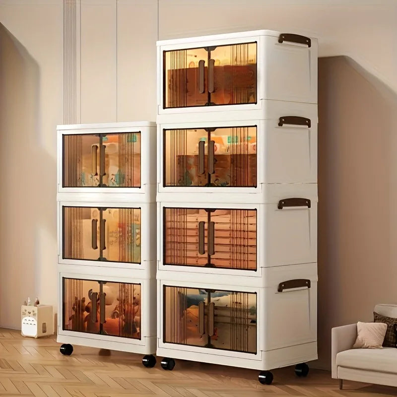 Heavy Duty Plastic Folding Storage Cabinet With Lid And Wheels