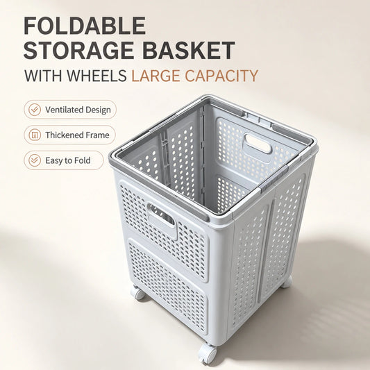 Collapsible Plastic Laundry Hamper With Wheels And Handle