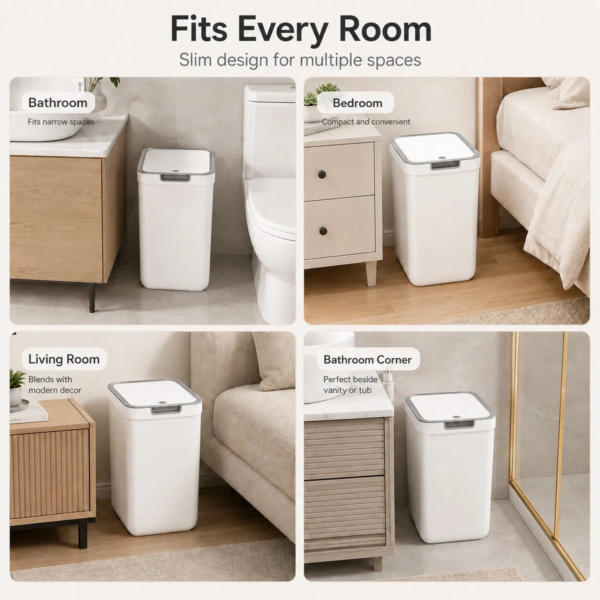 Joybos Rectangular Plastic Press Lid Household Waste Bin
