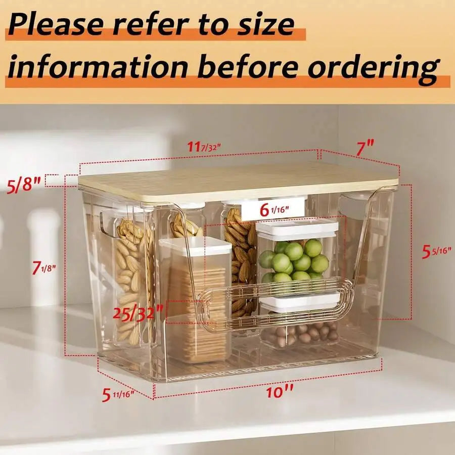 Plastic Pantry Organizers With Bamboo Trash Bag Dispenser Holder