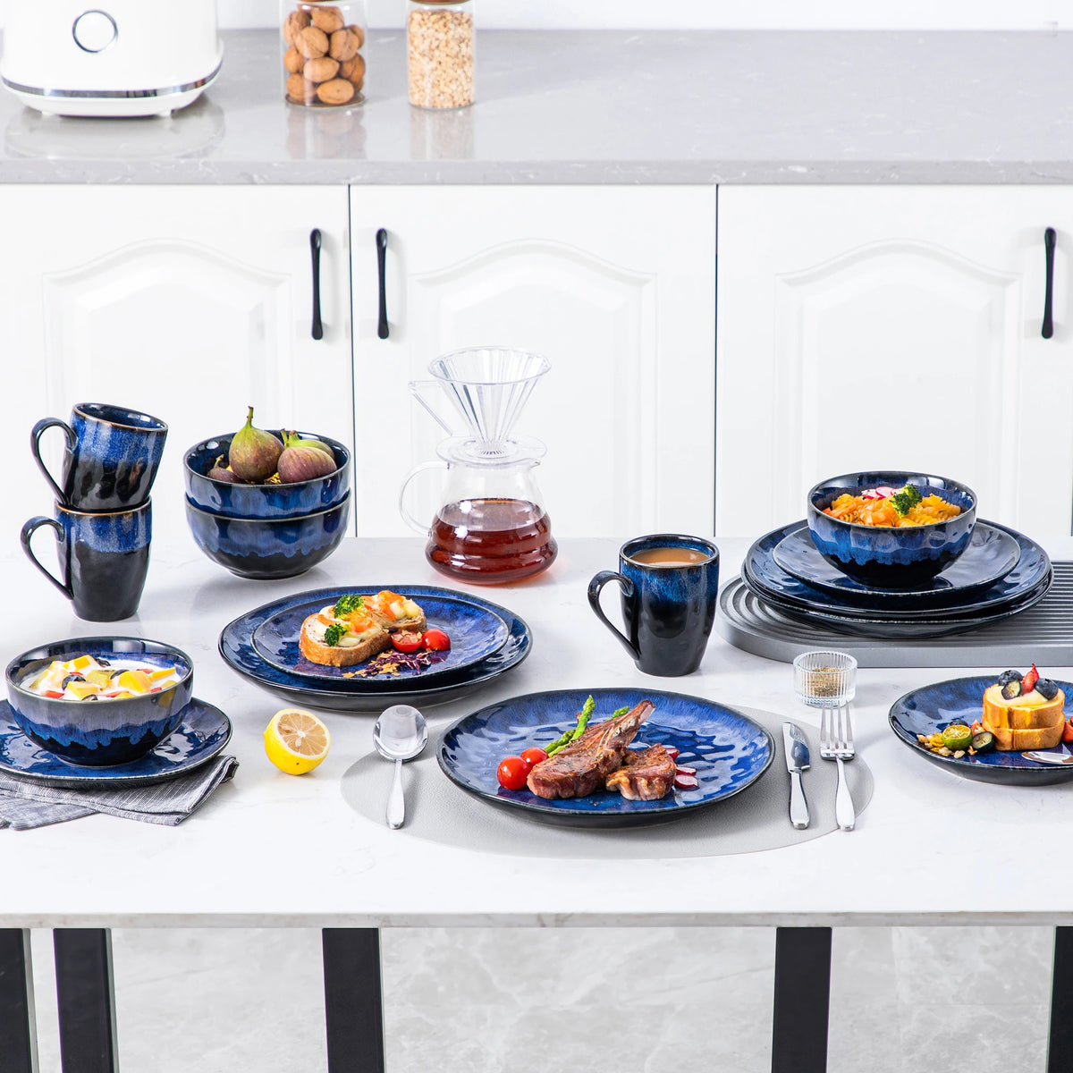 Malacasa Ceramic Dinner Set With Plates Bowls And Mugs