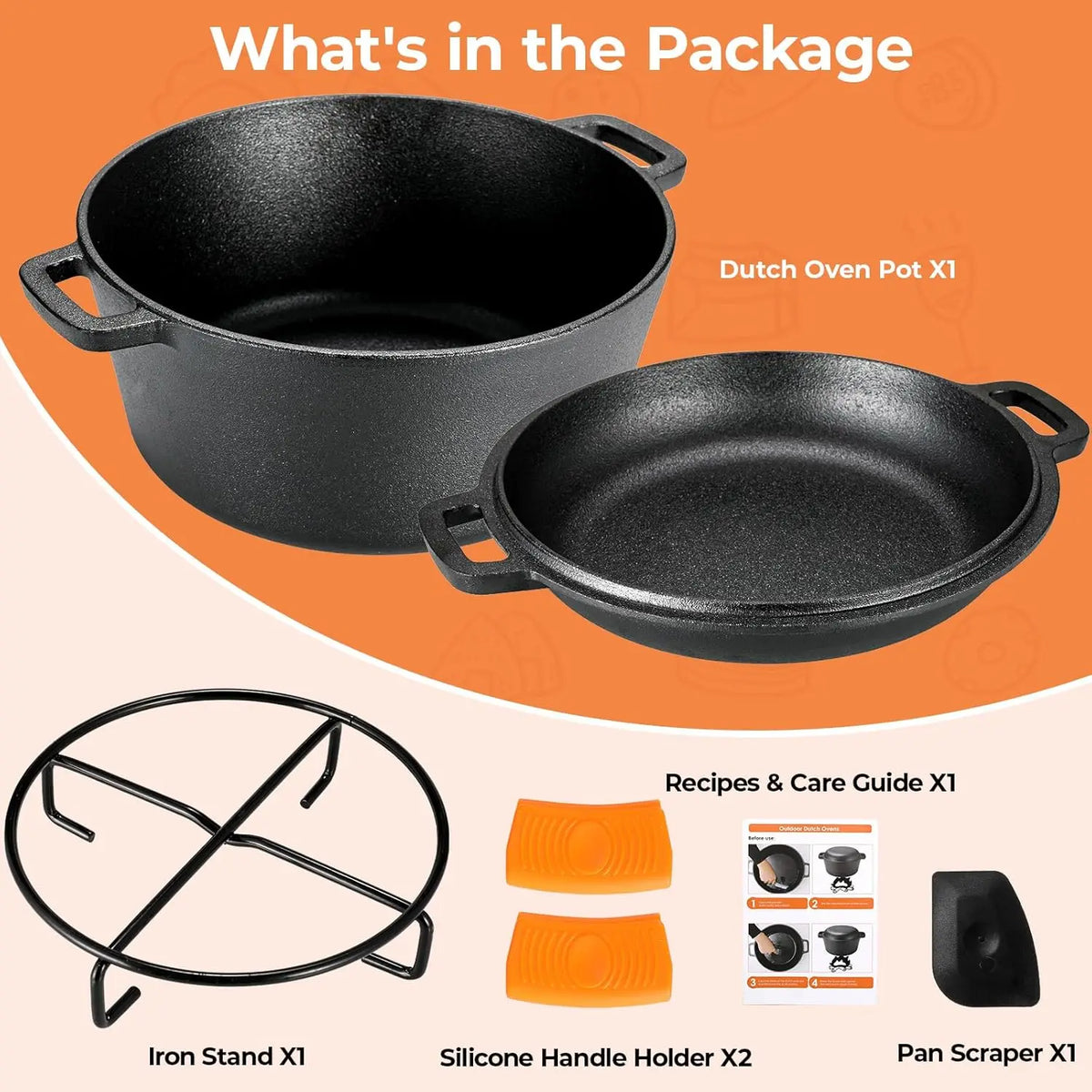Heavy Cast Iron Dutch Oven Pot For Cooking With Lid