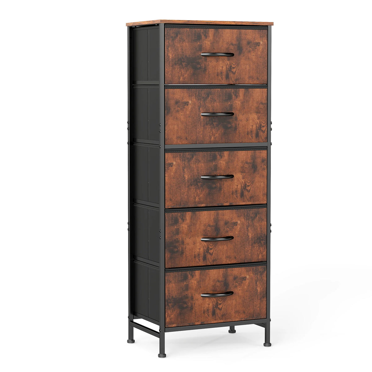 JHK Modern Steel Frame Wardrobe Dresser 5 Fabric Drawers