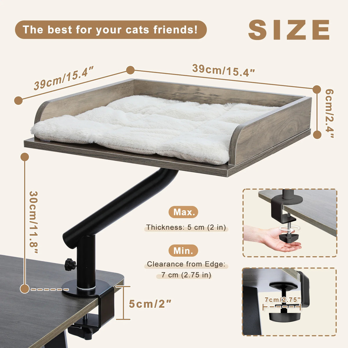 PAWZ Road Rotating Cat Bed Desk Stand Breathable Pet Hammock