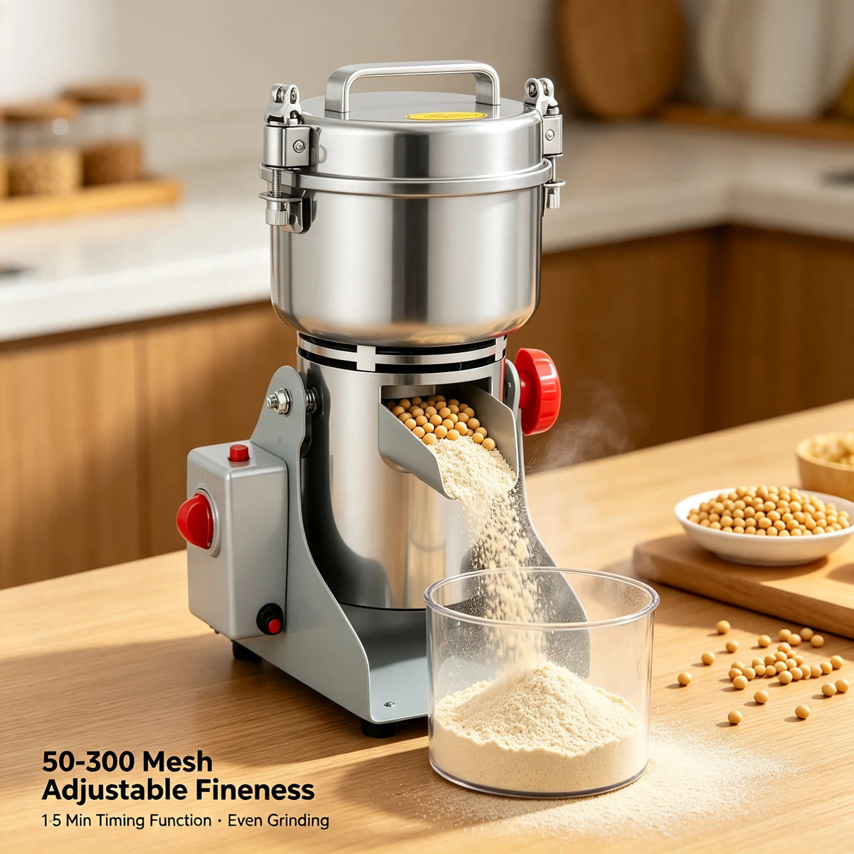 Commercial Electric Grain Mill Stainless Steel Adjustable Powder Grinder