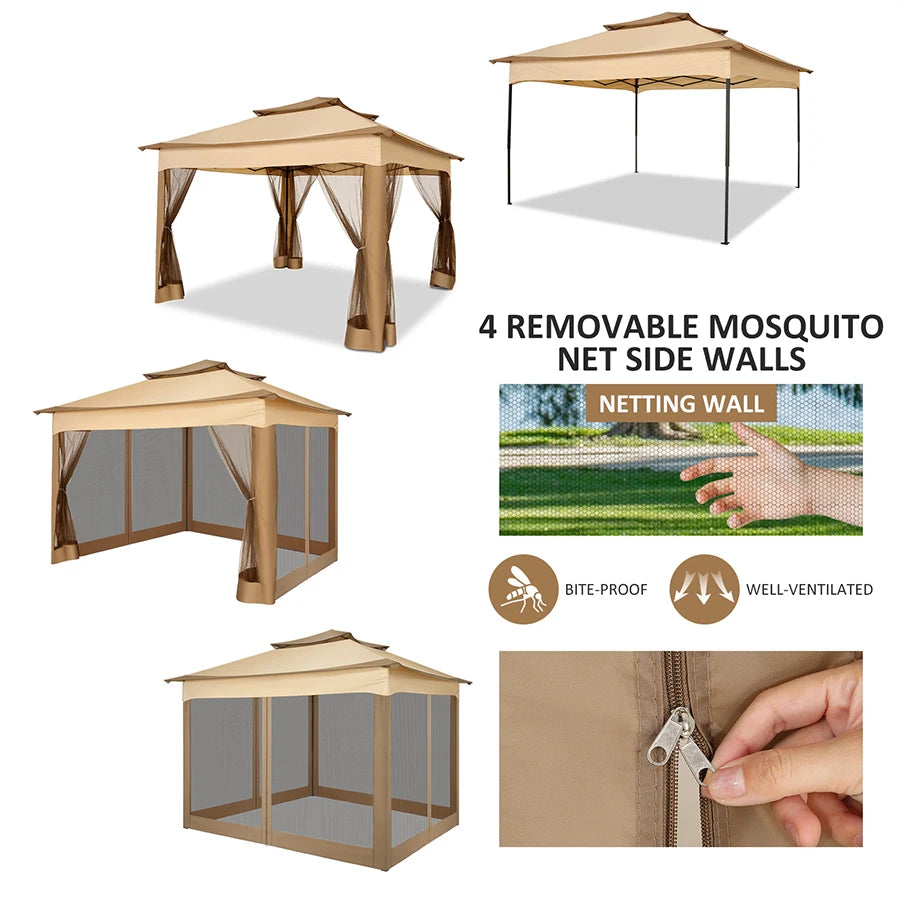 Cobizi Adjustable Pop Up Gazebo Canopy With Mosquito Netting