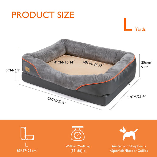 BINGOPAW Large Dog Bed With Removable Washable Cover Anti Allergy